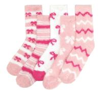 aolime Pink Fuzzy Socks Cozy Fluffy Winter Warm Slipper Socks Bow Socks for Womens Gifts