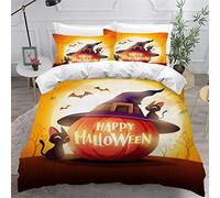Aolity Kids Single Duvet Cover Set Girls Boys Bedding Halloween Pumpkin Duvet Cover Set Microfiber 3D Printed Happy Halloween Bedding Single Bed Breathable Teenage Teens Bedding Fluffy