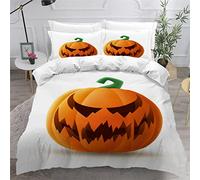 Aolity Kids Single Duvet Cover Set Girls Boys Bedding Halloween Pumpkin Duvet Cover Set Microfiber 3D Printed Happy Halloween Bedding Single Bed Breathable Teenage Teens Bedding Fluffy