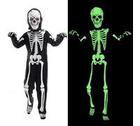 AOLIUP Skeleton Costume Children Halloween: Glow in the Dark Skeleton Jumpsuit for Boys Girls for Carnival Cosplay Party (L(7-9 Years))