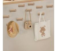 AolKee 10 Pack Wooden Hooks, Wooden Coat Hooks, Hat Hooks for Wall, Wall Hanger, Decorative Hooks, Maximum Load 15 kg