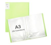 Aolkee A3 Folder, Paper Storage, A3 Art Folder with 40 Pocket Presentation Folder Plastic for Display, Certificate, Painting, Artwork (Green)