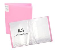 Aolkee A3 Folder, Paper Storage, A3 Art Folder with 40 Pocket Presentation Folder Plastic for Display, Certificate, Painting, Artwork (Pink)
