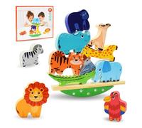 AolKee Animal Wooden Blocks, Montessori Toys for 1-3 Year Olds, Stacking Toys, Colour Sorting Toys, Educational Learning Present Gifts for 1 2 3 Year Olds Boys Girls