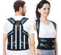 Aollop Posture Corrector for Men and Women - Elastic Adjustable Lumbar Belt Strap 4 Support Bars Back Support Brace - Breathable Upper Lower Back Straightener for Spine Scoliosis (Black, 47'-52')