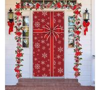 AOLOA Christmas Door Cover With Large 3D Bows & Snowflake Hanging Banner for Xmas, Winter Party New Year Indoor Outside Front Door Party Supplies