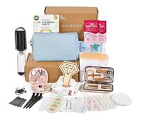 AOLRNALI Bridal Emergency Kit for Wedding Day, Wedding Essentials Survival Set for Team Bride, Must-Have 30+ Essentials Travel Kit with Makeup Bag (Blue)