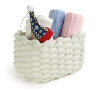 Aolso 1Pcs Woven Storage Baskets,Cotton Rope Basket,White Storage Baskets,Multipurpose Organiser Box for Cupboard Drawer Closet Shelf Dresser Nursery Decor Bathroom