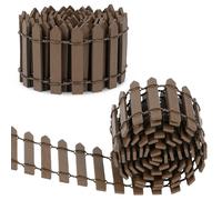 Aolso 2Pack Miniature Garden Kit Wooden Fence Dollhouse DIY, Mini Garden Furniture Gnome Fence, White 90 x 5 cm-Coffee