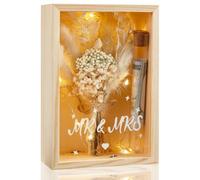 Aolso 3D Shadow Box photo Frame,16 x 10.7 cm Deep Wooden Photo Frame with Colored Lights,Bouquets,Acrylic,Tabletop Wooden Memory Boxes for Displaying Crafts,Keepsakes, Crafts and Tickets