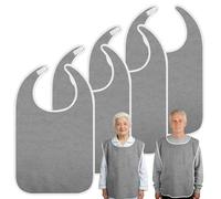 Aolso 4 Pack Adult Bibs for Men and Women, Reusable and Washable Bib for Elderly, Terry Cloth Bibs for Eating, Clothing Protection for Senior-Dark Grey