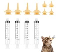 Aolso 4 Pcs Pet Feeding Syringe and Teats, Pet Syringe Feeding Kit for Puppies,Kitten,Squirrels,Rabbit-10ml*4+ 8*Teats