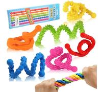 Aolso 6 Pack Fidget Toys Textured Stretchy Sensory Stick, Colorful Silicone Calming Sensory Toy for ADHD Autism, Fidget Toys for Kids Adults, Classroom Office Travel Activities Essential