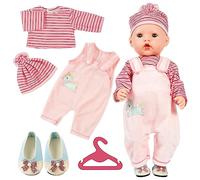 Aolso Baby Doll Clothes for 14-18 Inch/35-45 cm Dolls, New Doll Clothes Outfits, Sweet Outfits Long Sleeve Overalls with Coat hanger, New Born Baby Dolls Girls Birthday (Pink)