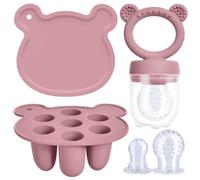 Aolso Baby Fruit Food Feeder,Food Freezer Trays & Silicone Fruit Feeder Pacifier,Baby Ice Lolly Moulds for Formula, Fruits, Veggies,4 Month+(Bean Paste Color)