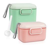 Aolso Baby Milk Powder Dispenser, 2PCS Pot Formula Dispenser, 800ml+400ml Milk Powder Dispenser Pot with Sealed Silicone Ring Cover and Spoon, Baby Milk Powder Storage Container for Travel Outdoor