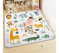 Aolso Baby Play Mat for Floor, 127x127 cm Foldable Kids Playmat, Soft Non-Slip Playmat for Toddlers 1 2 3 4 Years, Waterproof Baby Mats for Floor Play-Animal