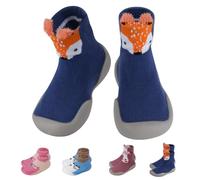 Aolso Baby Sock Shoes, Infant First Walking Shoes, Non Slip Rubber Sole Sneakers, Baby Socks with Grips for Toddlers Boys Girls-Fox - 20/21