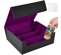 Aolso Card Storage Box for Trading Cards, 1800+ PU Leather Commander Card Deck Case With 10 card dividers, Card Case Storage Box, Magnetic Closure Card Holder for Magic Game Cards (Black&Purple)