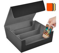 Aolso Card Storage Box for Trading Cards, 1800+ PU Leather Commander Card Deck Case With 8 card dividers, Card Case Storage Box, Magnetic Closure Card Holder for Magic Game Cards (Black&Grey)