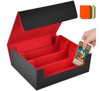Aolso Card Storage Box for Trading Cards, 1800+ PU Leather Commander Deck Case With 8 card dividers, Storage Box, Magnetic Closure Card Holder for Magic Game Cards (Black&Red)