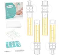 Aolso Colostrum Collector Kit,6ml/4pcs Silicone Breast Milk Collector,Reusable Colostrum Harvesting Kit with Cotton Cloth Wipe, Label Stickers, Cleaning Brush,Heat & Freezer Resistant, BPA-Free