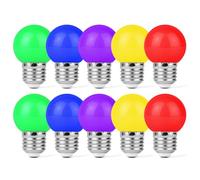 Aolso Coloured E27 LED Light Bulb,1W G45 Bulbs, 10 Pack LED Colored Mini Globe Bulb, Red, Yellow, Blue, Green, Purple, Decoration for Outdoor Indoor String,Party,Wedding,Christmas