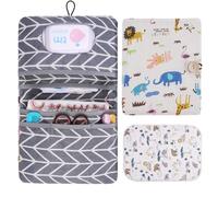 Aolso Diaper Bag Organizer And Cosmetic Bag 2in1, 2Pcs Infant Diaper Bag with Changing Pad, Portable and Reusable Nappy Pouch for Traveling Mums and Dads(Animal World