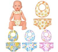 Aolso Doll Accessories Diaper, 4 Set of Doll Accessories, Baby Nappies Bib Set Baby Dolls Feeding Set, Reusable For Multiple Uses