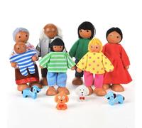 Aolso Dolls House Dolls, 11 Pieces Doll's House Doll Family Made of Wood, Figures Dolls Play Set Bending Dolls Accessories, Wooden Dollhouse Family Dolls Accessories for Dollhouses Made of Wood