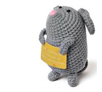 Aolso Emotional Support Gift, Funny Positive Crochet Animals with Inspirational Cards, Lucky Coin, Good Luck Present for Birthday, Office Home Desk Decor-Mouse