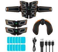 Aolso EMS Muscle Stimulator, ABS Trainer Muscle Stimulator, ABS Machine with 6 Modes & 18 Intensities, 4 Machines, 4 Patches, 12 Gel, Electric Abdominal Toner for Men and Women