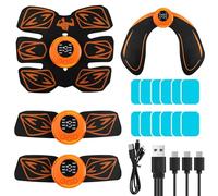 Aolso EMS Muscle Stimulator, ABS Trainer Muscle Stimulator, ABS Machine with 8 Modes & 19 Intensities, 4 Machines, 4 Patches, 12 Gel, Electric Abdominal Toner for Men and Women