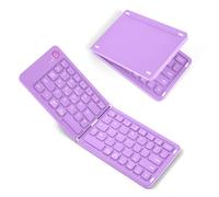 Aolso Foldable Bluetooth Keyboard,Pocket Size Portable Keyboard with Number Pad,Mini Wireless Folding Keyboards for iOS Android Windows PC Tablet phone ipad-Purple