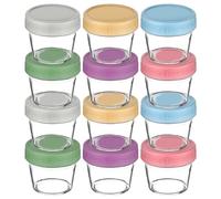 Aolso Food Storage Containers, 12-Pack Glass Food Containers, 100ML Overnight Oats Container with Airtight Lids, Freezer & Microwave Safe (Without Lid), Perfect for Storing Food