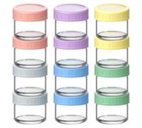 Aolso Food Storage Containers, 12-Pack Glass Jars, 12 * 60ML Overnight Oats Container with Airtight Lids, Freezer & Microwave Oven, Perfect for Food Storage