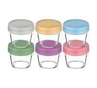 Aolso Food Storage Containers, 6-Pack Glass Food Containers, 100ML Overnight Oats Container with Airtight Lids, Freezer & Microwave Safe (Without Lid), Perfect for Storing Food