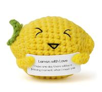 Aolso Funny Positive Doll Fruit, Knitted Positive Lemon with Positive Card, Good Luck Gifts, Funny Gifts, Positive Doll Pocket Hug for Birthday Gift Party