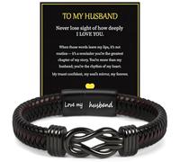 Aolso Gifts for Husband Boyfriend,Mens Leather Bracelet,Personalized Engraved Knot Leather Bracelet for Husband Boyfriend,Birthday Gifts Valentines Gift for Men Teenage Boys