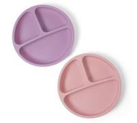 Aolso Plate Silicone Suction Plates,2Pcs Suction Plates, Non Slip Silicone Weaning Plate, Divided Dishes for Self Feeding, Fits for Most Highchairs Trays