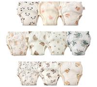 Aolso Potty Training Pants, 10 Packs Reusable Baby Toddler Training Underwear with Patterns for Girls, 100% Cotton Washable Baby Pants-Animal World (A-100)