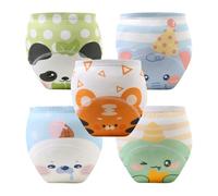 Aolso Potty Training Pants, 5 Packs Reusable Baby Toddler Training Underwear with Patterns for Boys, 100% Cotton Washable Baby Pants-Tiger (Boy-100)