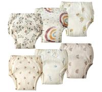 Aolso Potty Training Pants, 6 Packs Reusable Baby Toddler Training Underwear with Patterns for Girls, 100% Cotton Washable Baby Pants-Animal World (A-100)