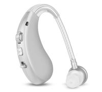 Aolso Rechargeable Digital Sound Amplifiers for Seniors, 1 PC Behind The Ear Sound Amplifier Voice Enhancer Device with Noise Cancelling, Personal Audio Amplifier with Volume Control-Silver