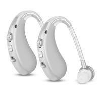 Aolso Rechargeable Digital Sound Amplifiers for Seniors, 2 PC Behind The Ear Sound Amplifier Voice Enhancer Device with Noise Cancelling, Personal Audio Amplifier with Volume Control-Silver