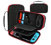 Aolso Switch Carrying Case Compatible with Nintendo Switch/Switch OLED, Portable Hard Shell Pouch Carrying Travel Game Bag with 20 Game Cartridge, Travel Carry Case Fit Joy-Con and AC Adapter (Red)
