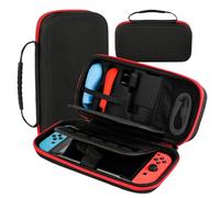 Aolso Switch kompatibel mit Nintendo Switch/OLED-Modell, Harte Switch Hülle Tragetasche, Nintendo Switch Joycon Netzteil Konsole für 20 Switch Spiele & Switch Zubehör, Switch Case (Rot)