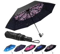 Aolso Travel Umbrella - Windproof Automatic, 8 Ribs Compact Folding, Auto Open/Close, Portable for Men & Women-Cherry blossoms