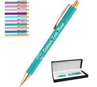Aolun Personalised Glitter Pens with Name Custom Pen Bulk Customised Retractable Ballpoint Pens with Text Message for Women Nurses Writing Birthday Business Graduation_Black Ink