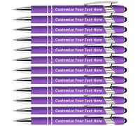 Aolun Personalised Pen,Custom Engraved Ballpoint Pen with Stylus,12 Pcs,Soft Touch Metal,Enter Name,Logo or Message, Great for Birthdays, Anniversaries, Graduations(Medium Point,Black Ink)